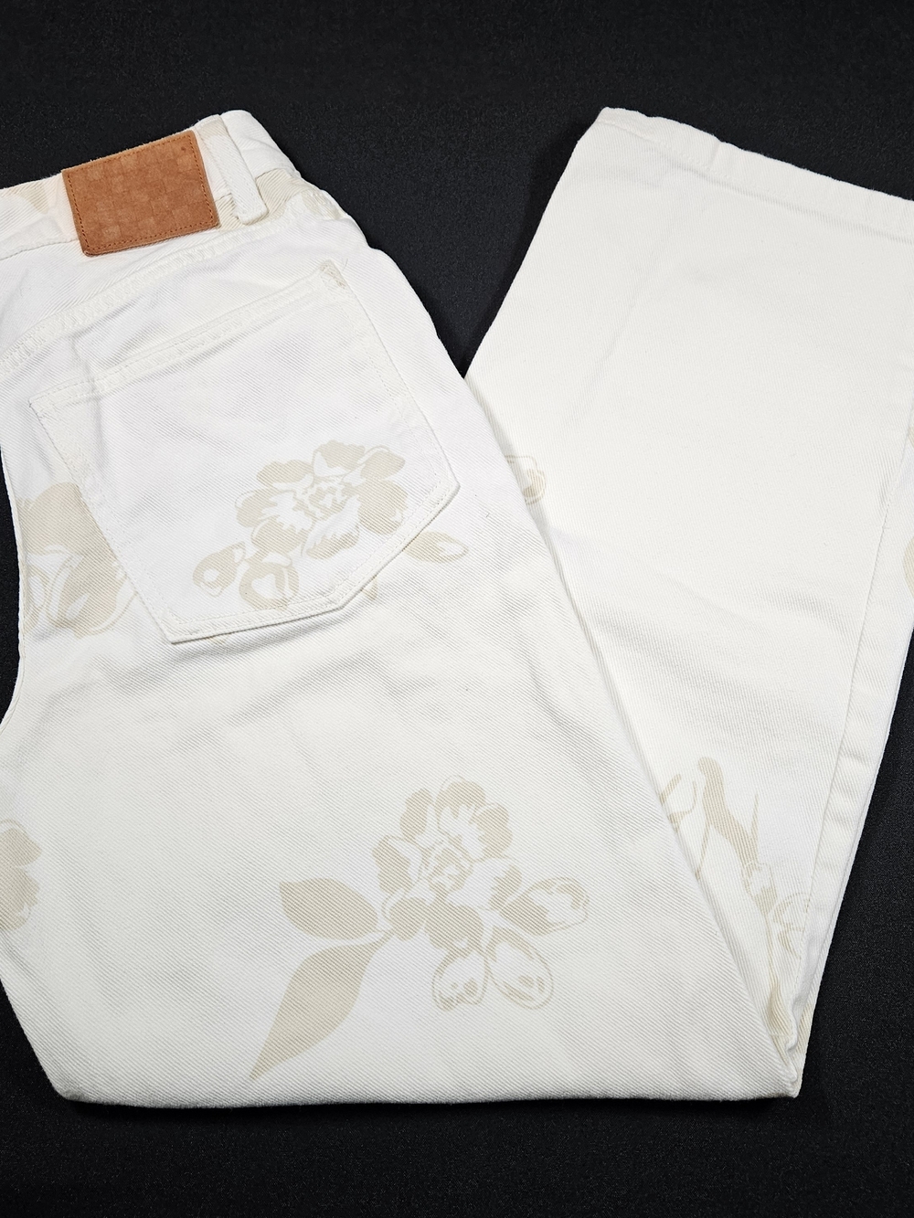 Vans Women's Jeans White Floral Print Wide Leg Denim Pants High Rise Size 26